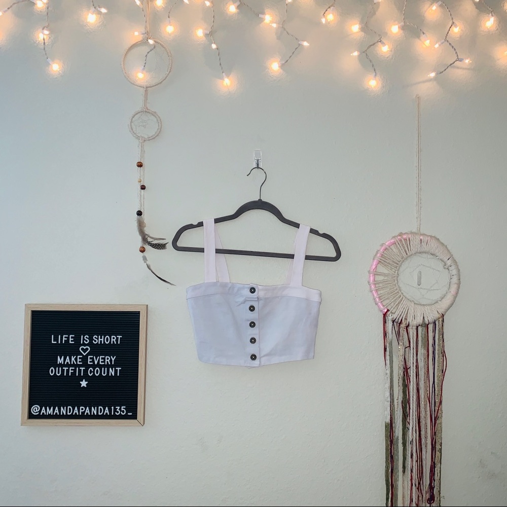 White Button up Crop top
